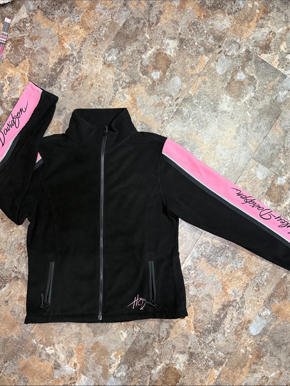 Harley-Davidson Black & Pink Women’s Full-Zip Fleece Jacket